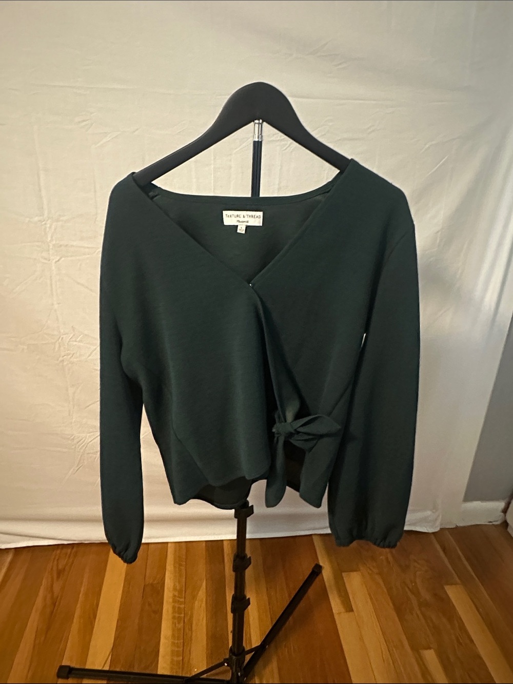 Madewell Dark Green Wrap Tie Blouse